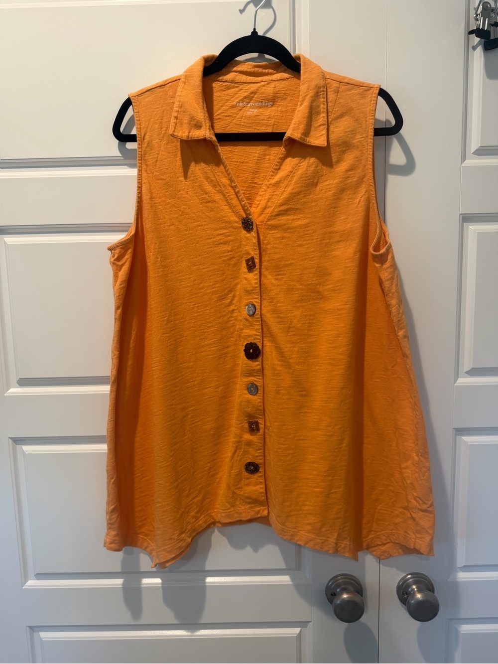 Soft Surroundings Danielle Button Sleeveless Tunic Orange Size XL Womens